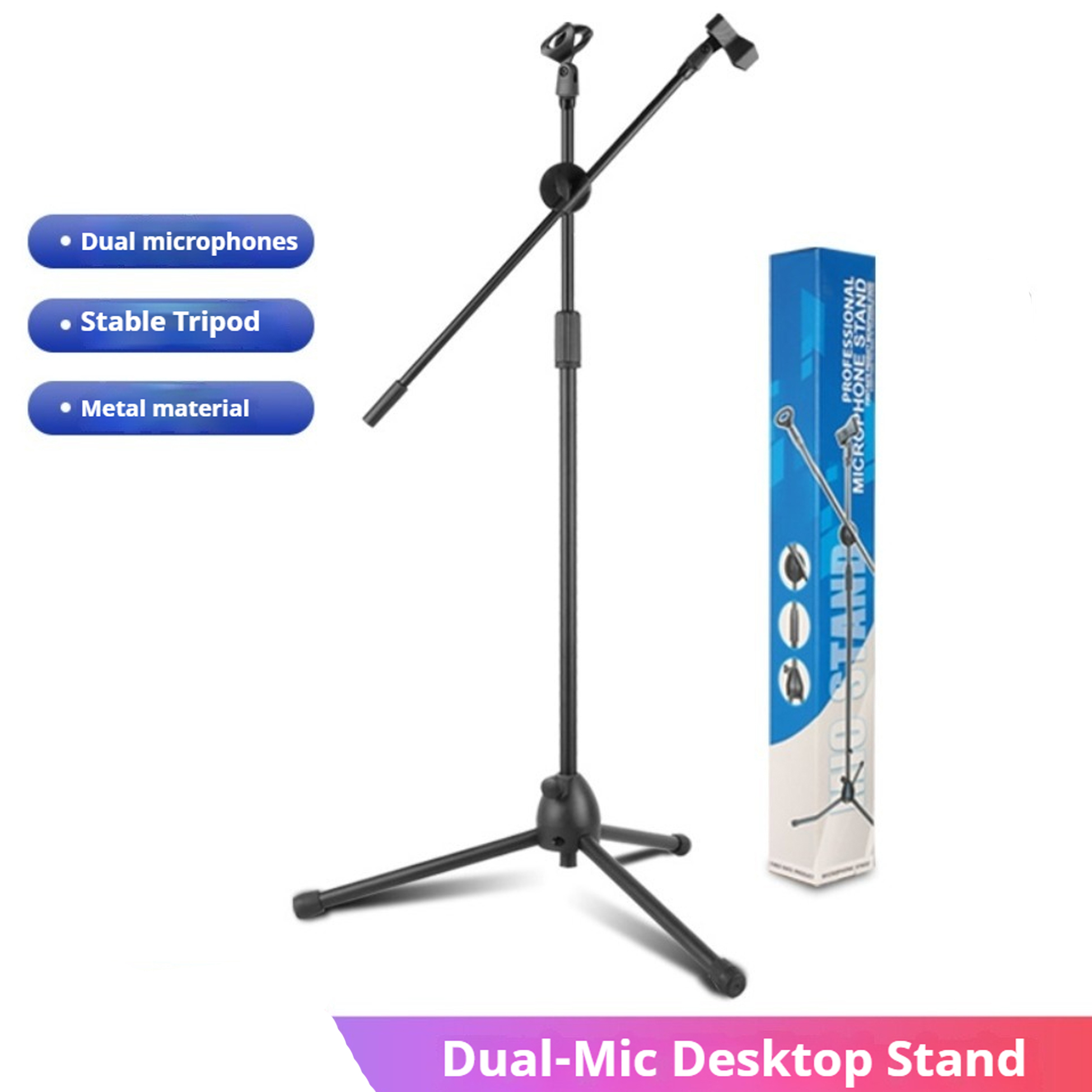 Musical Instrument You Shake - Prestatiemicrofoon-vloerstandaard met ontwerp met dubbele arm: