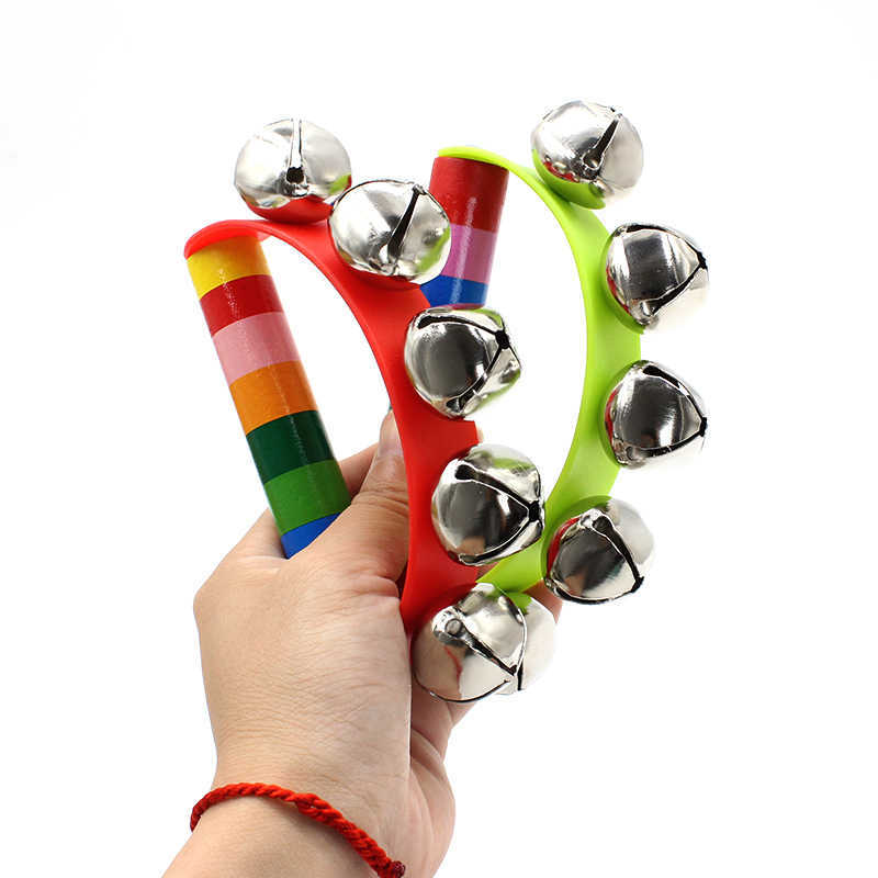 Musical Instrument You Shake - Regenboog Hand Jingle Bells Houten handvat