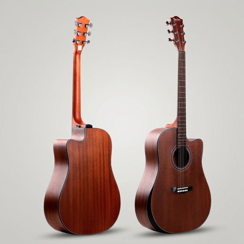 Donkerbruine satijnen afwerkin - Acoustic Guitar Dreadnought recensie en prijs